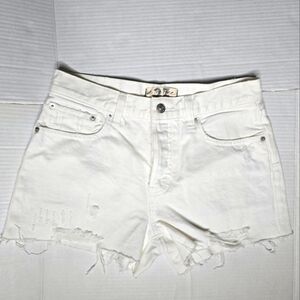 Free People Women's White Distressed Shorts